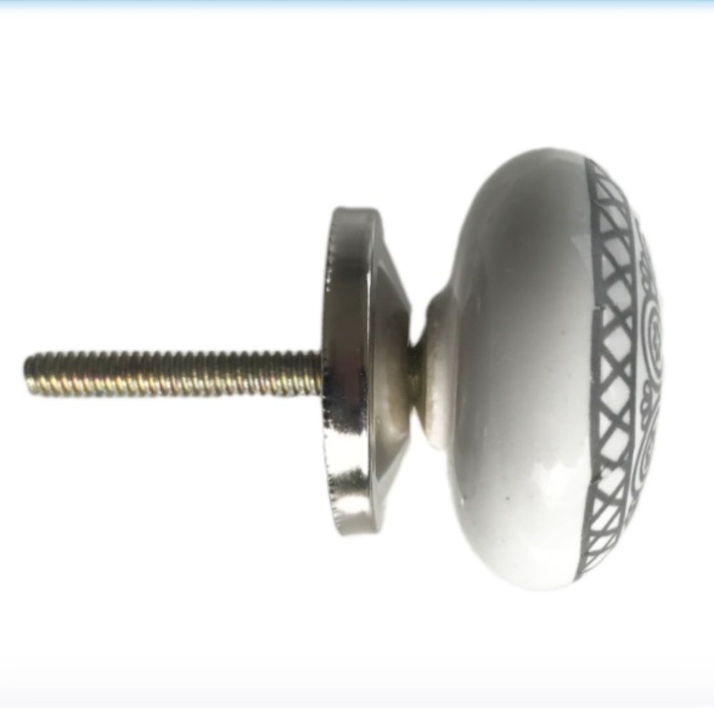 Boho Ceramic Drawer Knob, Set of 10 Gray/White - Picture 4 of 7